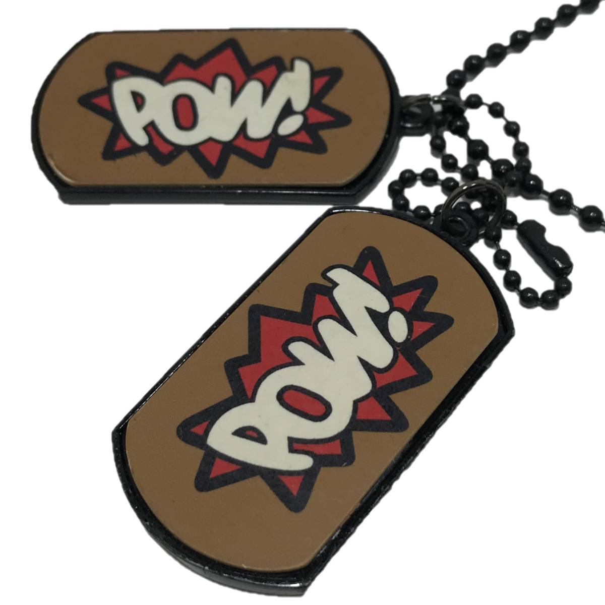 [並行輸入品] ノーブランド品 POW! クリアカラー ボールチェーン ネックレス ドッグタグ (ブラック)