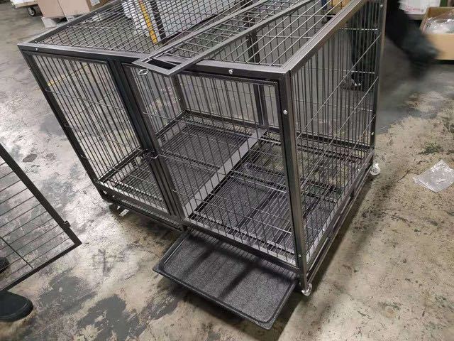 送料無料 大型 ペットケージ スチール製 キャスター付 125×80×96cm 犬