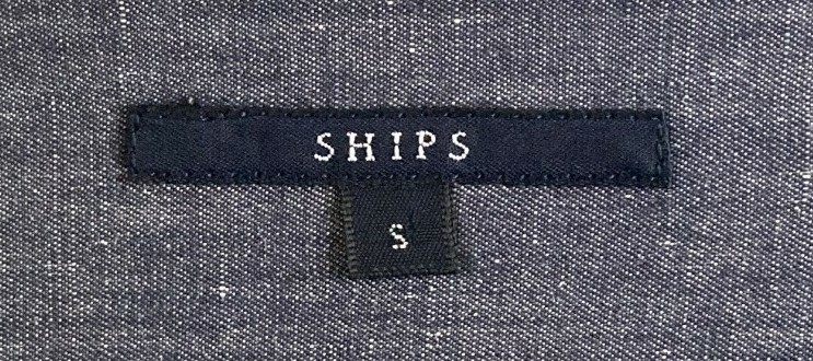SHIPS（シップス）コットンリネンシャンブレー 七分袖 比翼ボタン チュニック S　ナチュラル