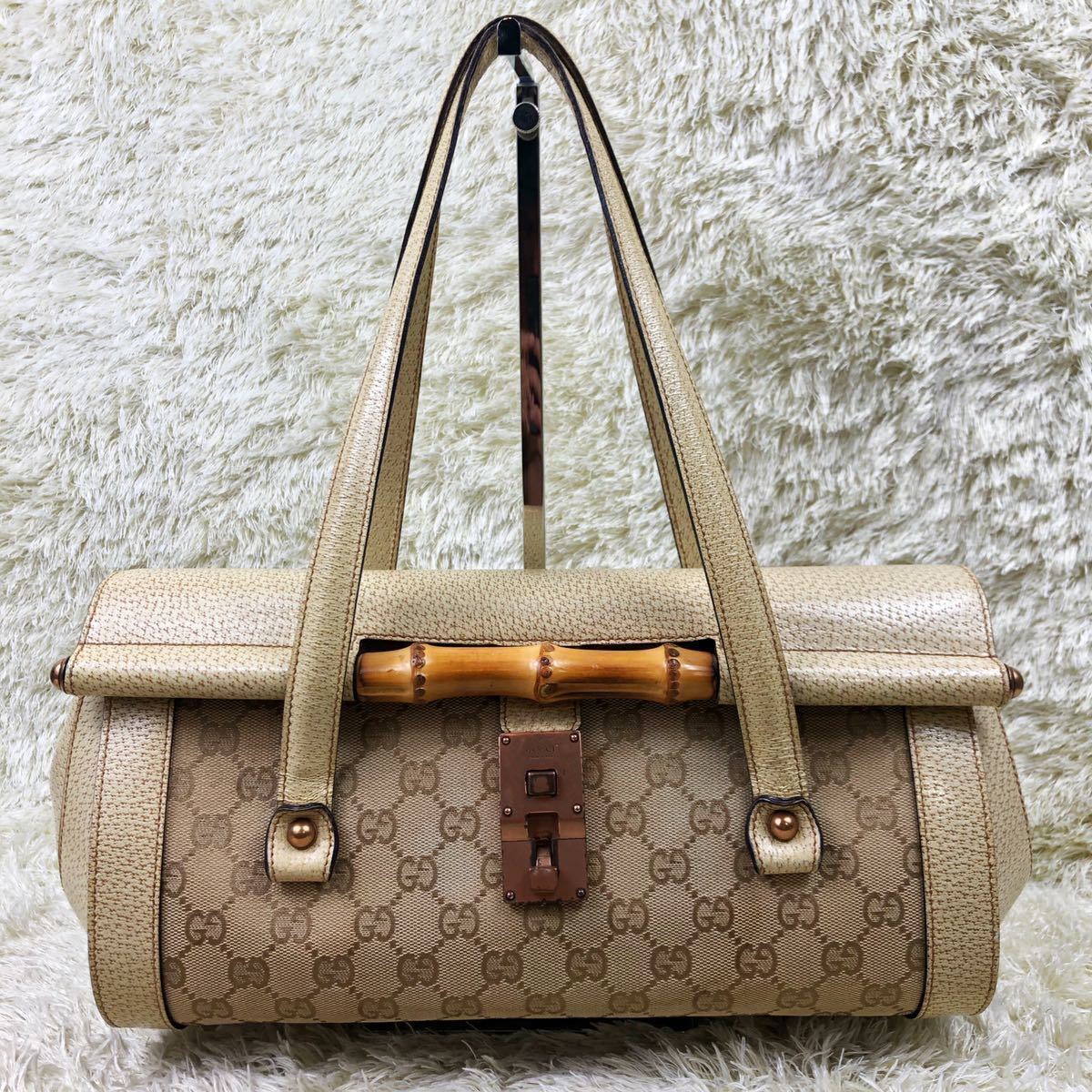 1円【希少・美品】グッチ GUCCI スタッズ バンブー 2way ハンドバッグ