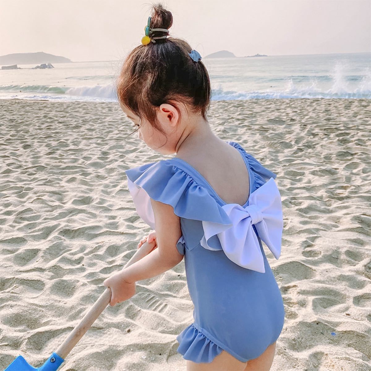 ベビー バックリボン フリル 水着 キッズ 子供服 韓国 可愛い　海 プール おしゃれ 