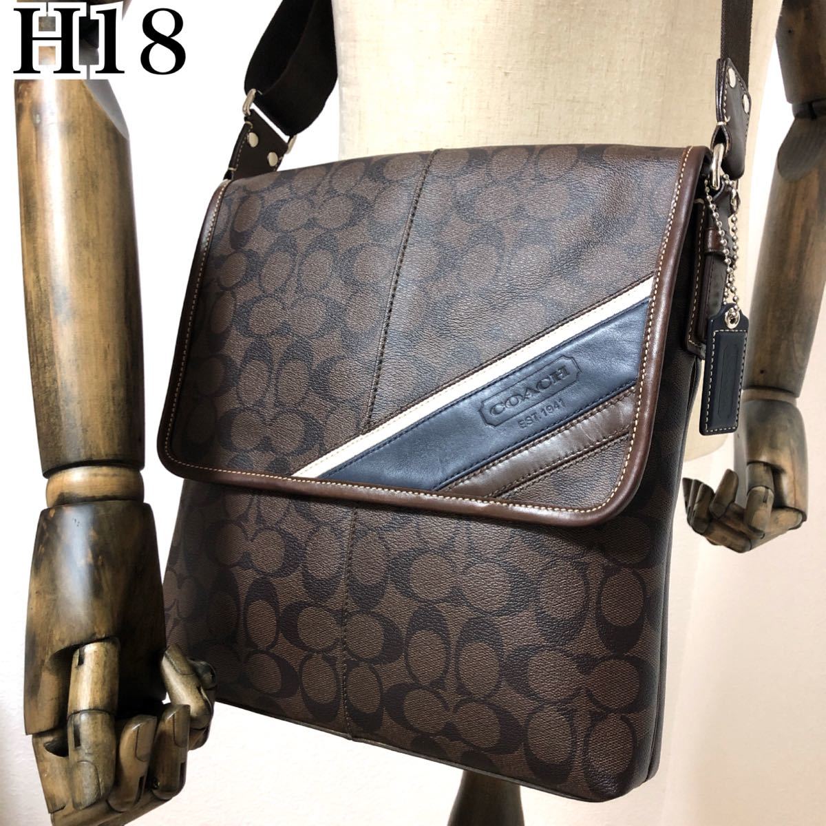 美品】【通勤通学】Coach ショルダーバッグ ビジネス レザー ブラック