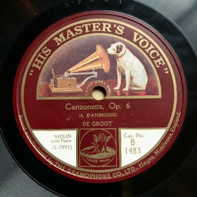 SPレコード ヴァイオリン カンツォネッタ・ダンブロジオ 英HMV 蓄音機