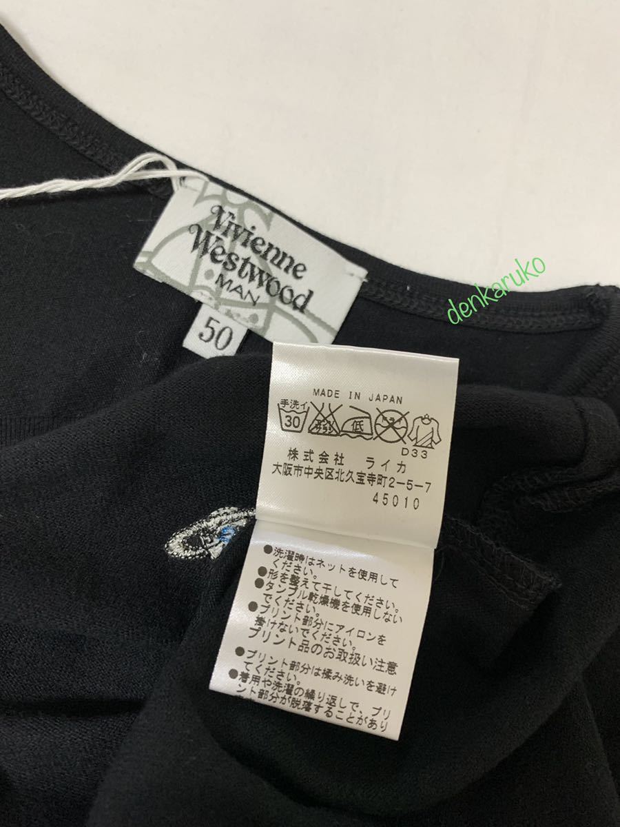 未使用タグ付き☆Tシャツ☆ブラック 黒☆ヴィヴィアンマン☆オーヴorb 刺繍☆サイズ50☆ライカ 日本製の画像3