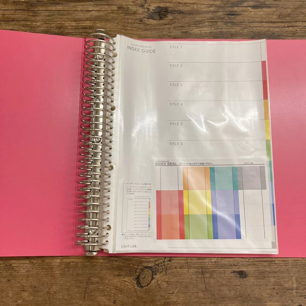 「LIHIT LAB CLEAR BOOK G3806-3」リングファイル クリアブック ポケット 43枚付き ピンク色_画像4