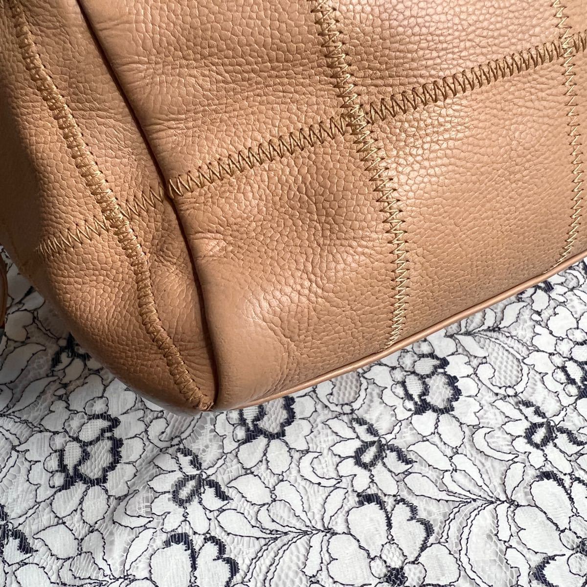 CHANEL シャネル チョコバー ボストンバック ハンドバッグ ベージュ