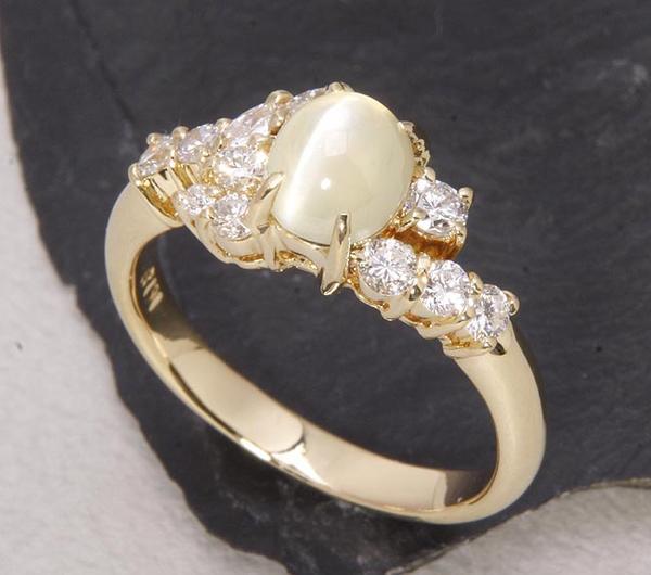 豊富なギフト 《質屋出品》k18☆クリソベリルキャッツアイ1.935ct+