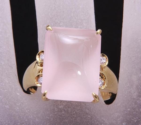 《質屋出品》k18★天然ローズクォーツ11.47ct+ダイアリング★C-3489_画像5