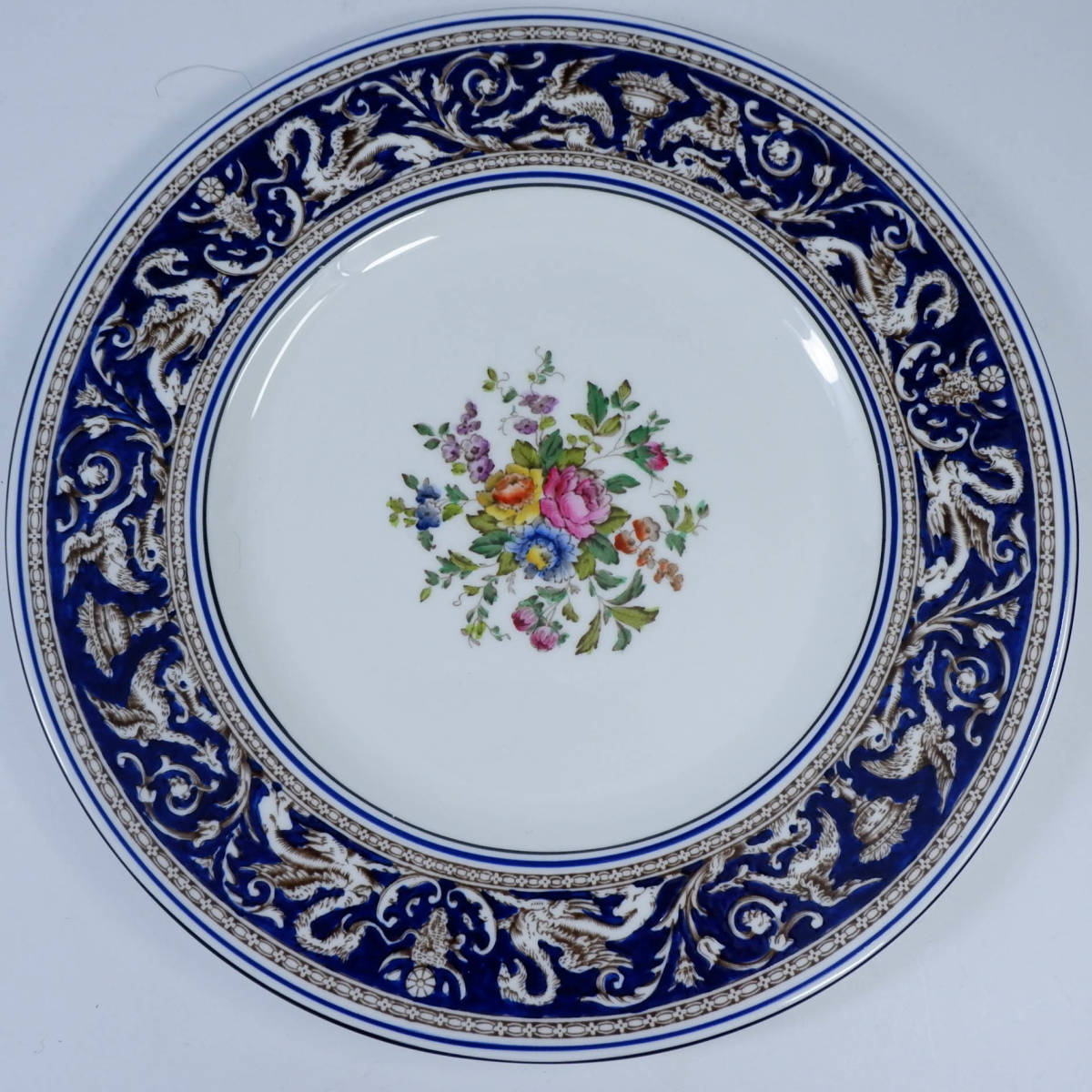 ウェッジウッド フロレンティーン コバルトブルー ディナープレート 27cm Wedgwood FLORENTINE 茶壺 花柄_画像2