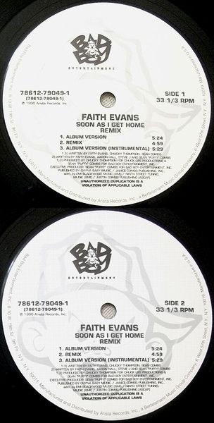 12インチ Faith Evans フェイス・エヴァンス Soon As I Get Home Remix_画像3