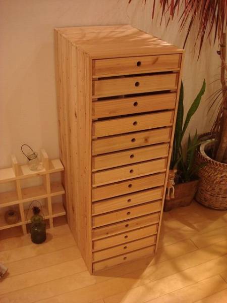 * size modification possibility *B4 circle hole 14 step drawer ②/ natural wood * wooden document case Country order possibility order possible size modification possible 