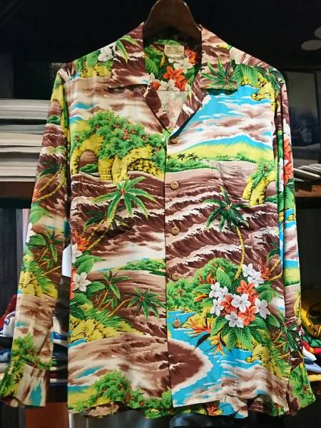【年中無休】 50s vintage Pali Hawaiian shirt ヴィンテージ ハワイアン シャツ パリ コレクタブル レア 希少 トロピカル ハンドプリント アロハ Sサイズ