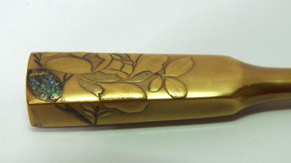 時代金蒔絵 青貝螺鈿の櫛簪 かんざし&くし レターパックプラス可 1225L9r※_画像6