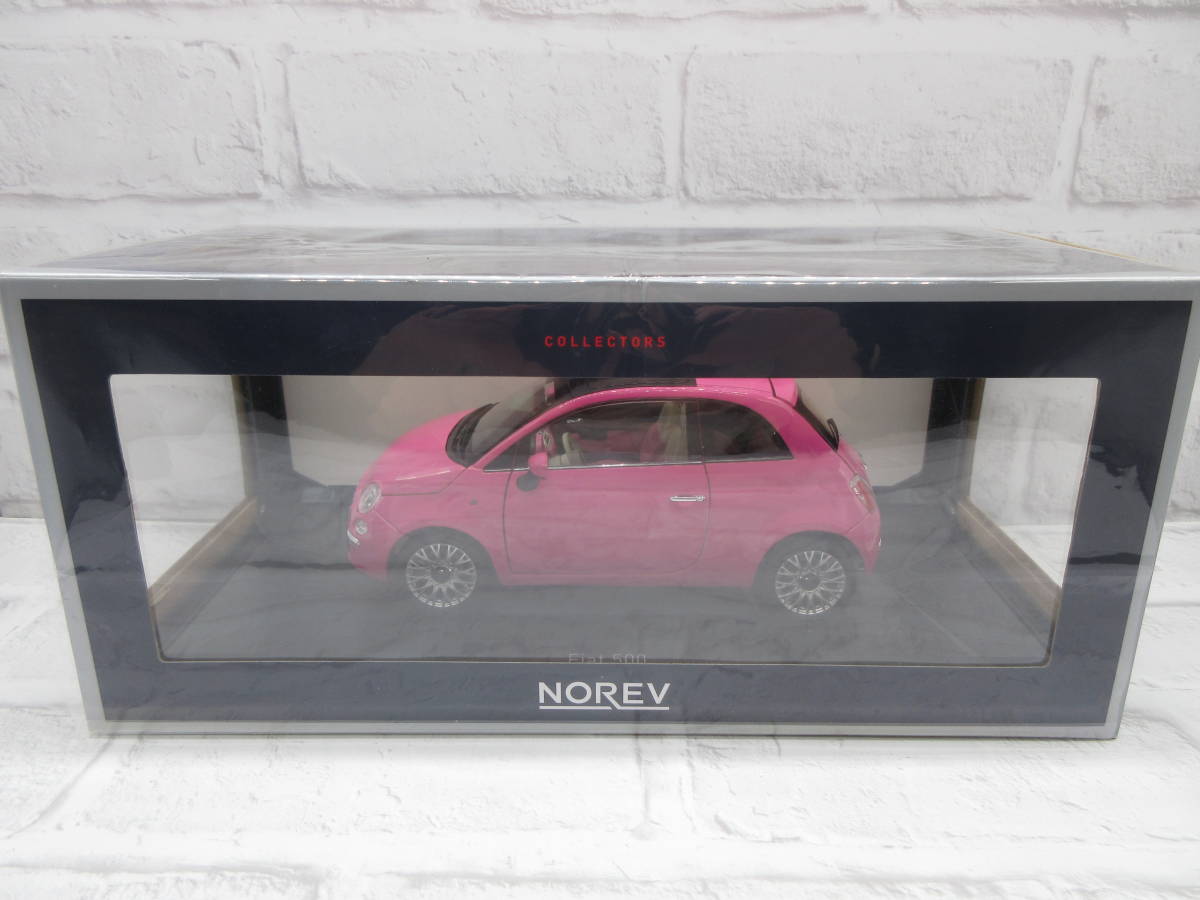 ミニカー　1/18　ノレブ　フィアット　Fiat　500　2010　ピンク　モデルカー_画像1