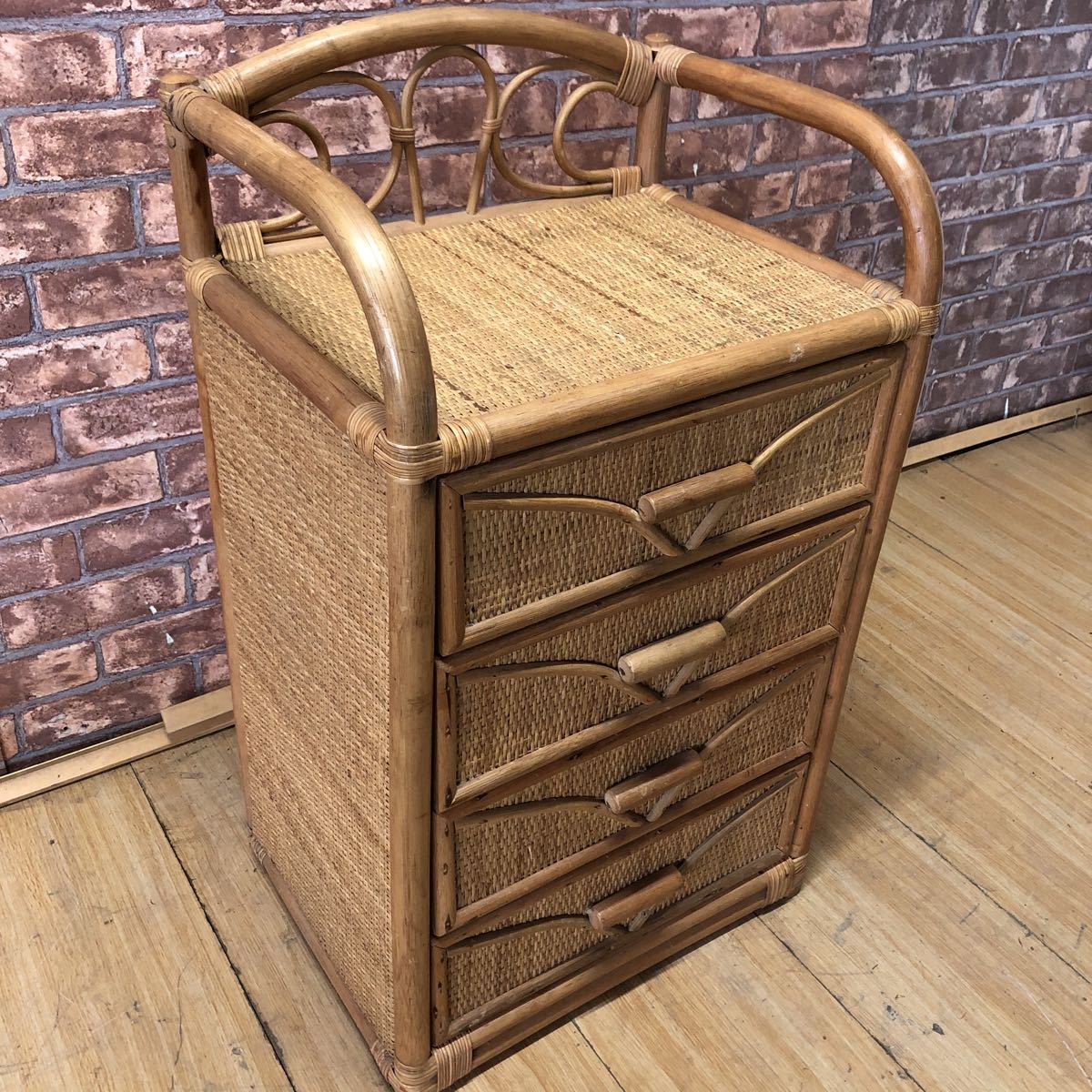 ラタンチェスト ワイドチェスト 籐家具-