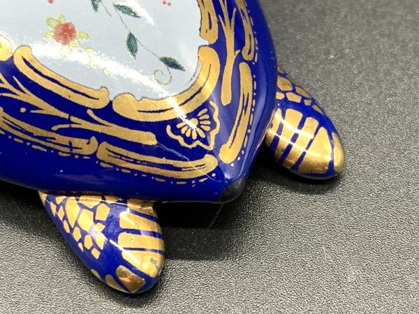 【陶磁器】花模様　金彩絵付け　『ウミガメのオブジェ』　アンティーク品　　定形外可 　　M0527D_画像7