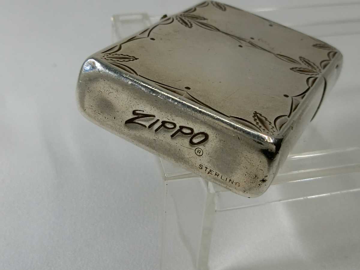 zippo ジッポライター/STERLING SILVER スターリング 筆記体斜めロゴ