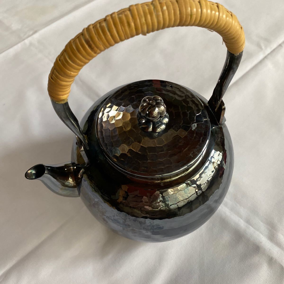 未使用】いぶし銀 湯沸 やかん 茶道具 急須 煎茶道具 金属工芸 工芸品