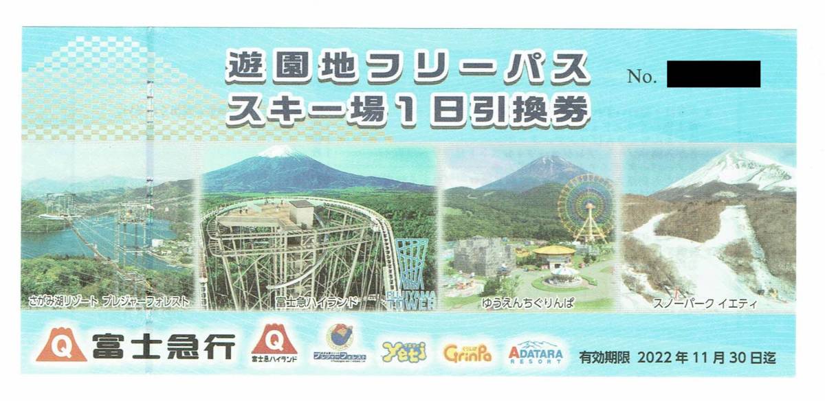 富士急行 遊園地フリーパス スキー場1日引換券 有効期限2022年11月30日