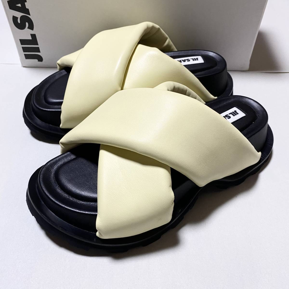 Jil Sander クロスストラップ レザーサンダル 37 【初売り】