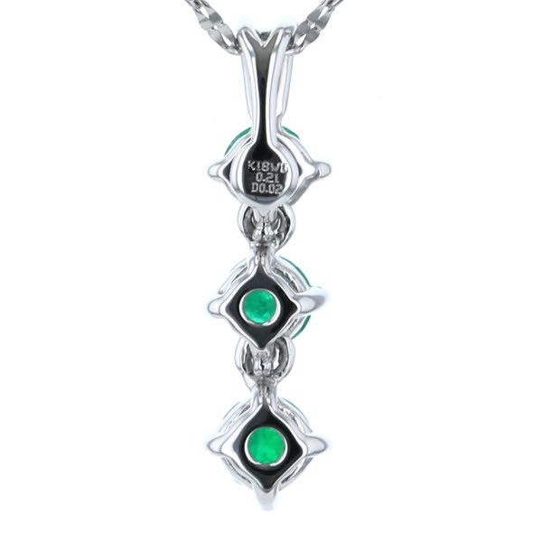 K18WG ホワイトゴールド ネックレス エメラルド0.21ct ダイヤモンド