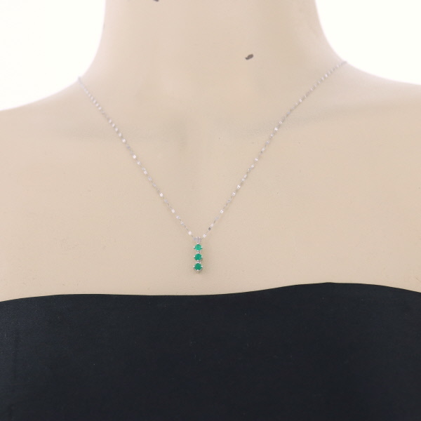 K18WG ホワイトゴールド ネックレス エメラルド0.21ct ダイヤモンド