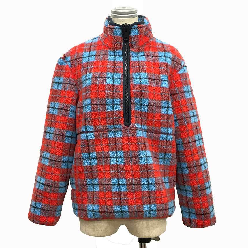 BURBERRY バーバリー ボア プルオーバー フリース サイズ：152cm 12Year 水色×赤チェック キッズ ボーイズ ガールズ 未使用 aq3730_画像1