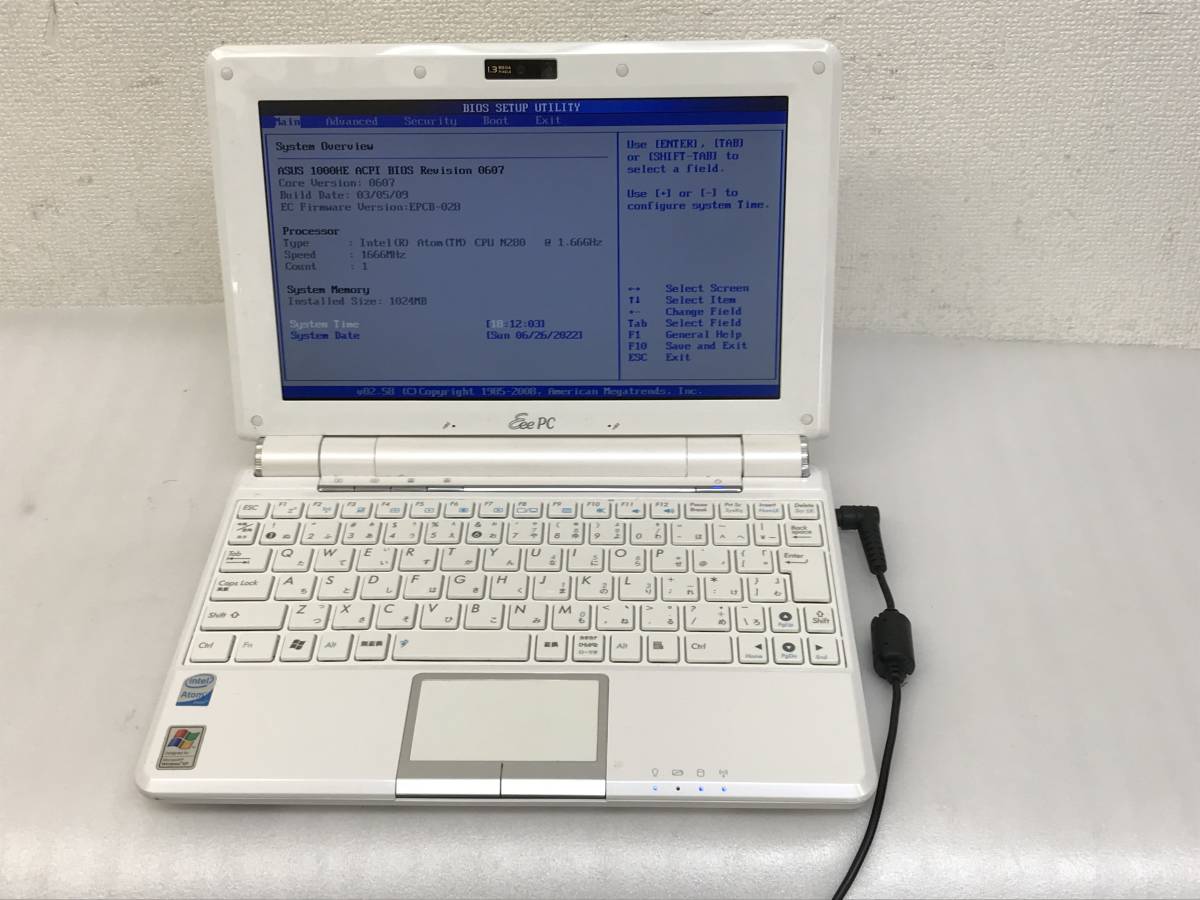 ASUS Eee PC 1000HE INTEL ATOM N280 メモリ1GB パソコン ノートブック BIOS確認ジャンク品 261538_画像6