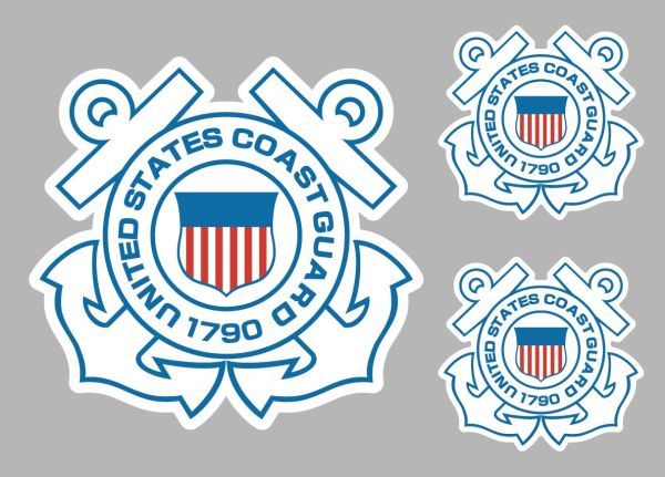 国籍マーク ★アメリカ沿岸警備隊★ ステッカー 大×1枚 小×2枚の画像2