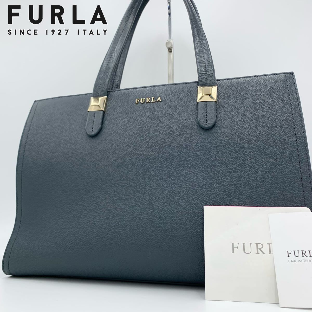 【メーカー包装済】 美品　フルラ レザートートバッグ　グレー　ハンドバッグ　ショルダー FURLA ハンドバッグ