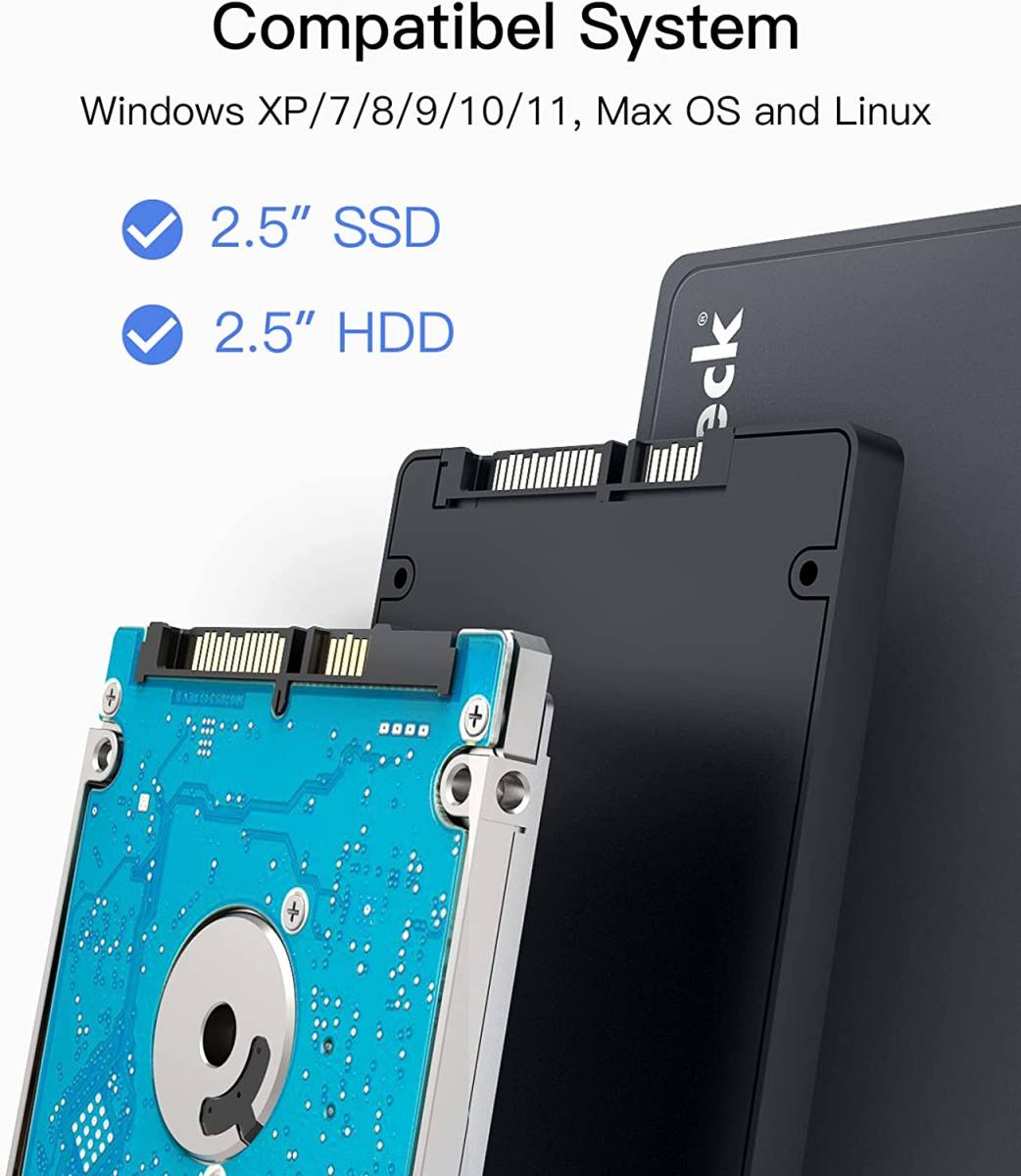 HDDケース 2.5型 USB 3.0 SATA HDD/SSDに対応、着脱は工具不要 HDD/SSDを外付HDDのように使用でき非常に便利
