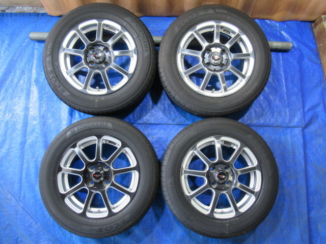 激安即決！美品 MONZA R VERSION 14-5.5J 4H/100 ET40 + YOKOHAMA 175/65R14 中古4本！ｂB/パッソ/ヴィッツ/フィット/キューブ等！T005486_画像1