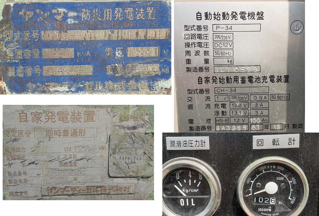 防災用発電装置　ヤンマー　FXD0-711　災害　発電機　自家発電　＊BP292_画像2