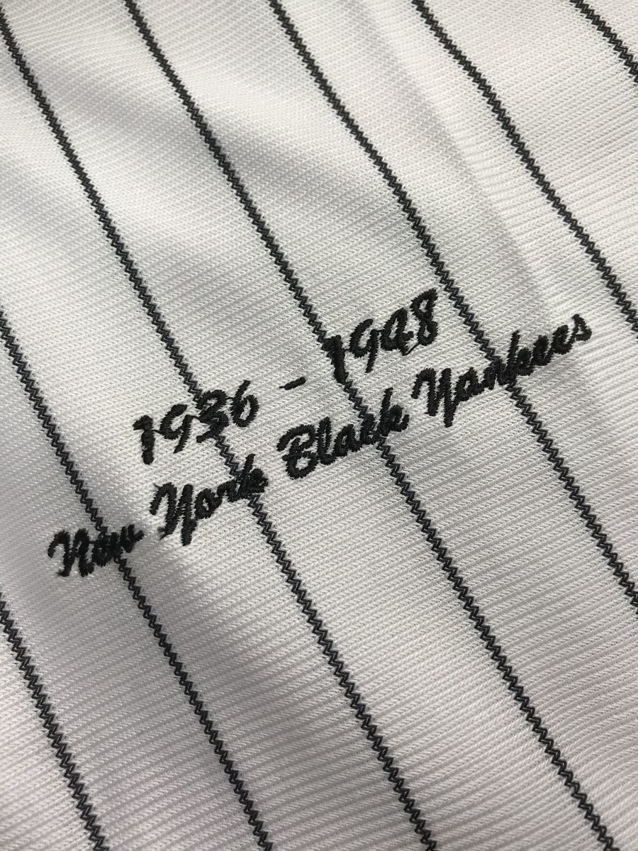 【S】 NegroLeague 二グロリーグ NY ブラック ヤンキース Black Yankees ユニフォーム 正規品 2 野球 ベースボールシャツ 白 黒ストライプ