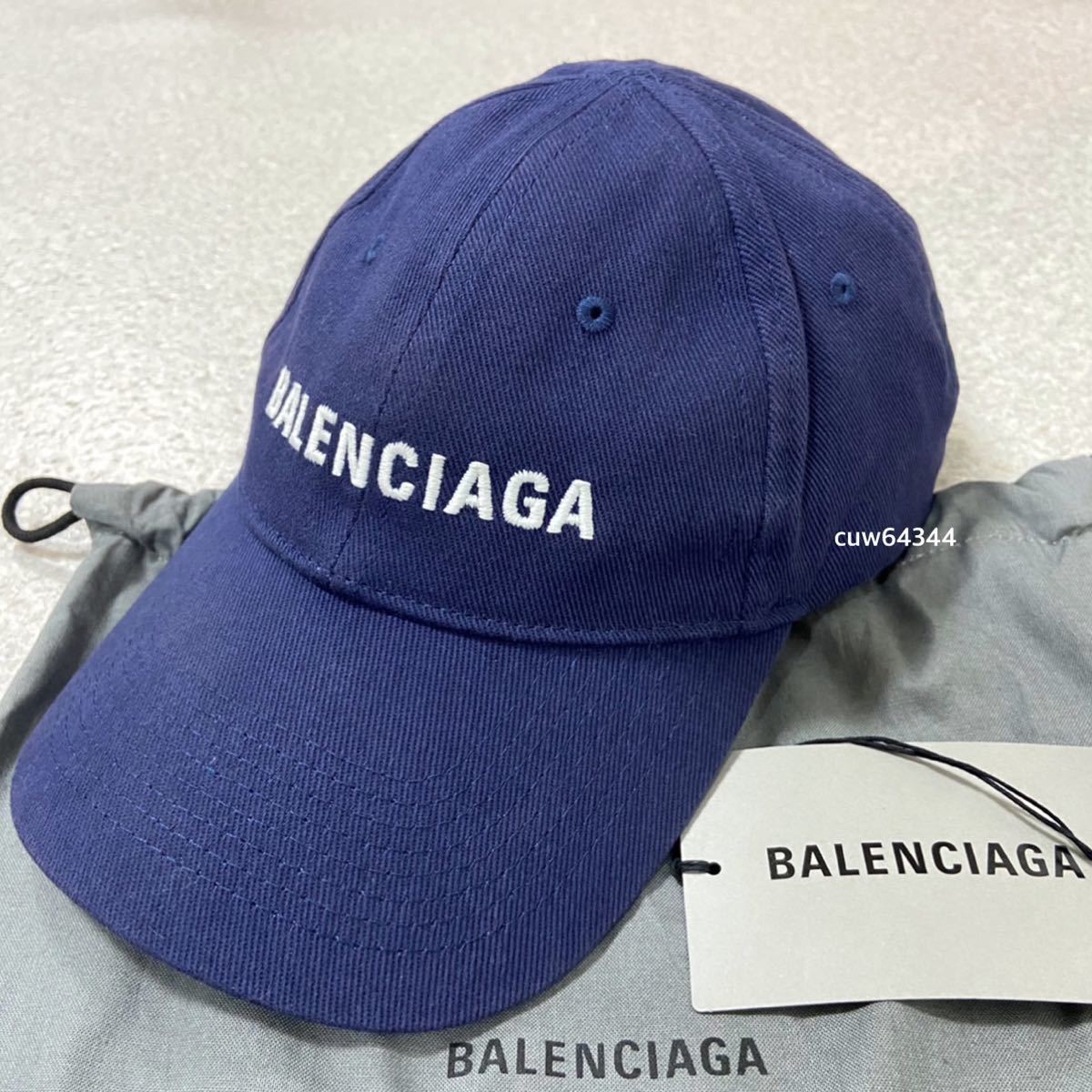 はないです】 Balenciaga - 国内正規品 美品 L(58)バレンシアガ 特別訳あり特価 バレンシアガ キャップ 黒ロゴ ホワイト L 58 キャップ