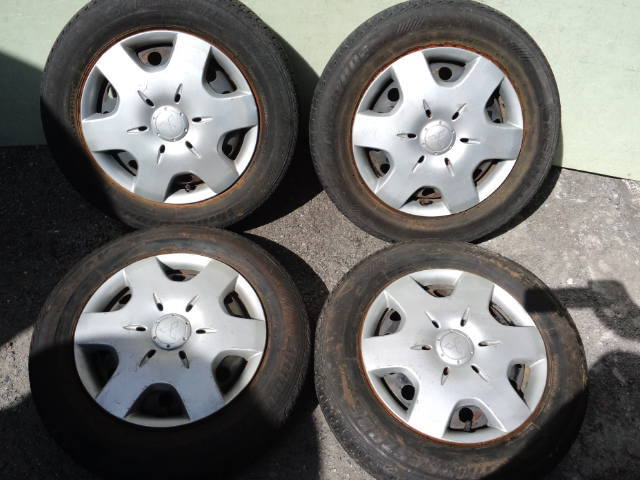 MMC MINICA三菱ミニカ純正スチール 4.00B +46 4H100 135/80R13バリ山ラジアルブリヂストンスニーカーSNK2 BJトッポ EKワゴンタウンボックス_画像1