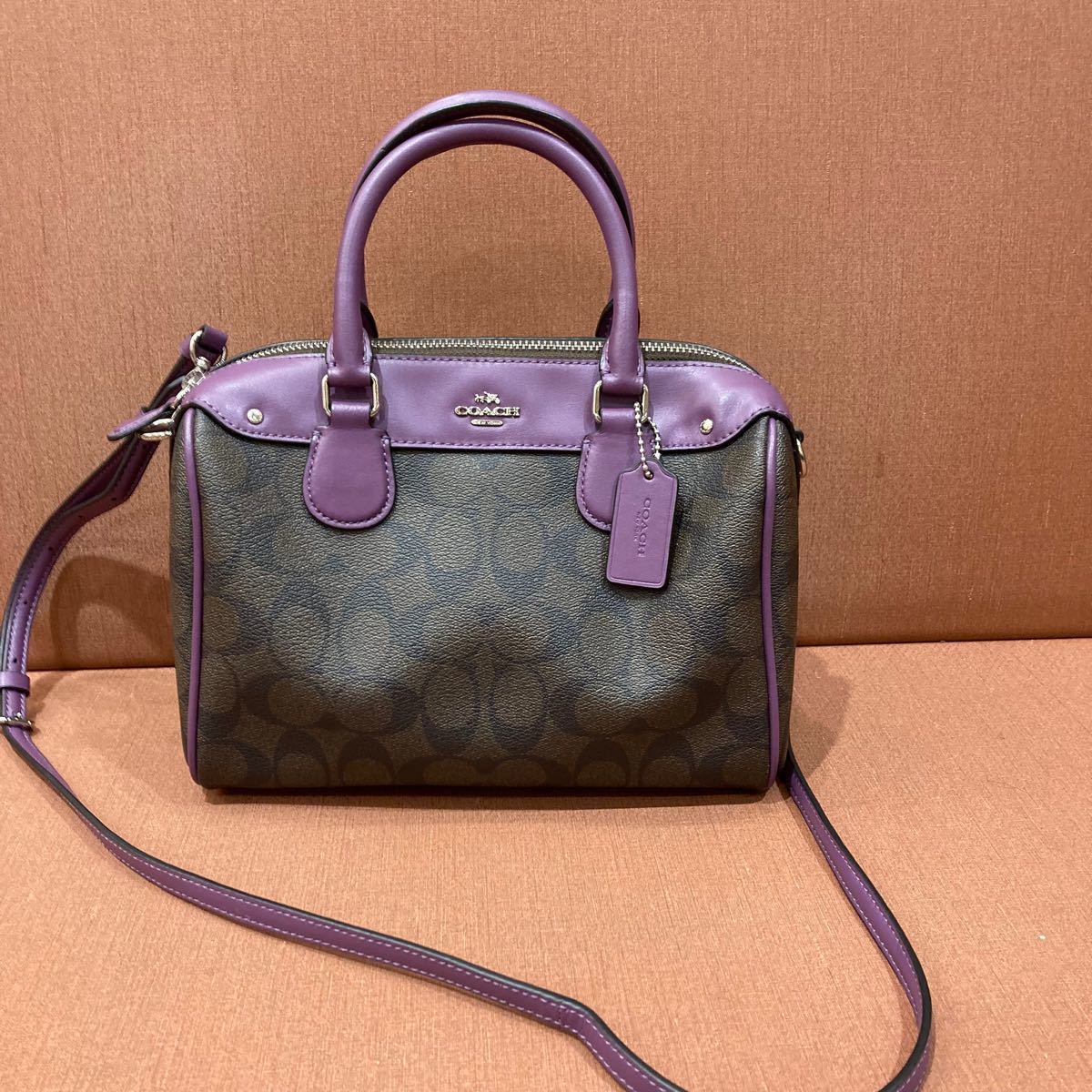 美品!COACH コーチ シグネチャー ミニベネットサッチェル 2way