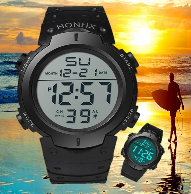 最大78％オフ！ HONHX 腕時計 ダイバーズウォッチ 3気圧防水 デジタル腕時計
