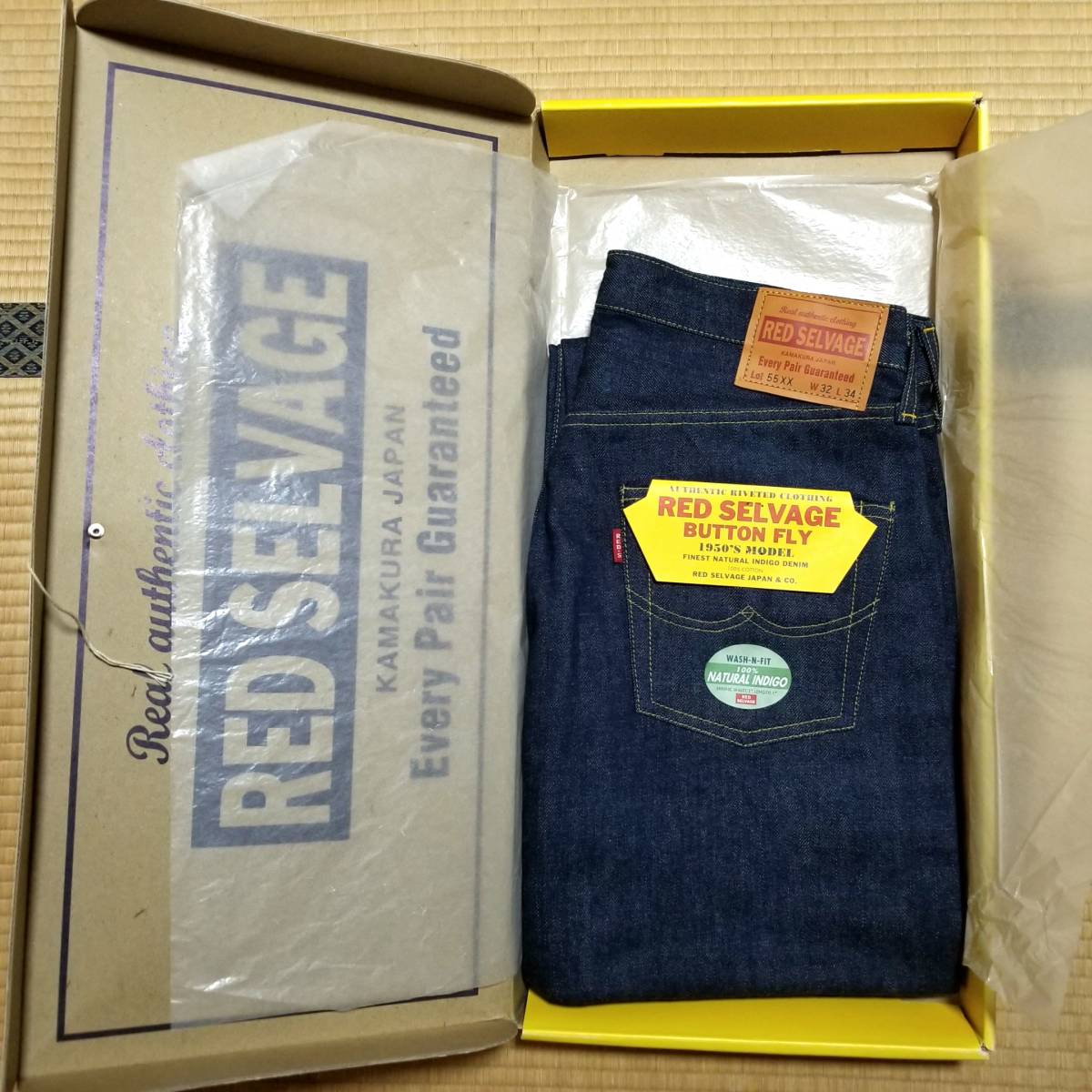 希少　RED SELVAGE W32　1950sモデル　天然藍　本藍　正藍　ジーンズ　デニム　Jeans　Denim　Natural indigo Hand Dyed　本藍染め　JAPAN_1950s天然藍モデル