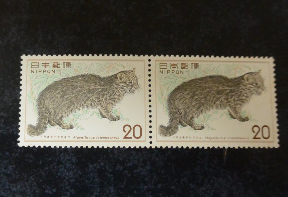 日本切手 自然保護シリーズ イリオモテヤマネコ 20円×2枚 【未使用】の画像1