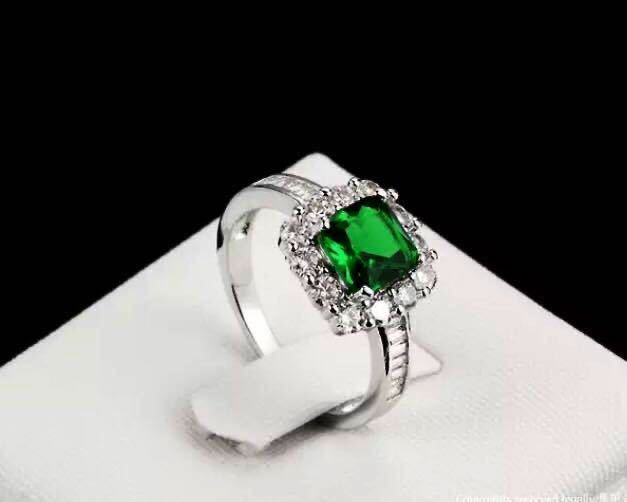  new goods 16 number large grain AAA+ CZ emerald ring square white gold 18kgp nickel free diamond ring emerald free shipping 