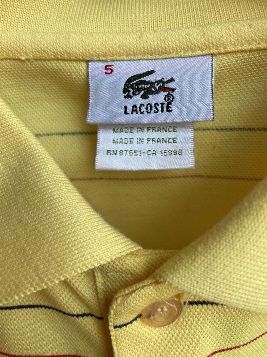 フランス製 ラコステ ポロシャツ 5 LACOSTE ボーダー イエロー 80s 90s_画像3