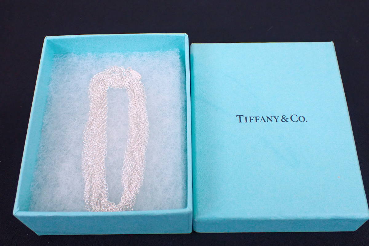 Tiffany＆Co ティファニー SV925 メッシュ ロングネックレス ヴィンテージ エルサペレッティ ケース付き G06082KM_画像1