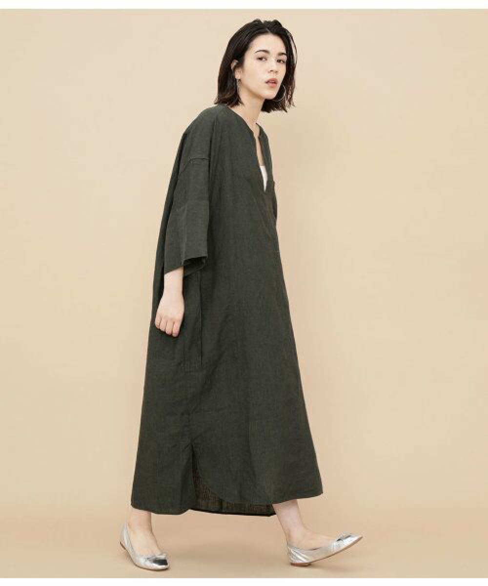 TICCA ティッカ リネン キーネック ロング ワンピース 半袖