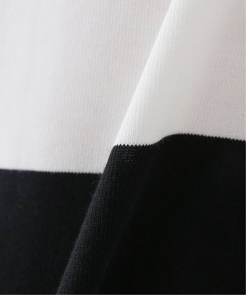 未使用 EDIFICE エディフィス ワイドピッチ ボーダー クルーネック Tシャツ S メンズ ブラック 黒 白 コットン カットソー 定価6490円_画像2