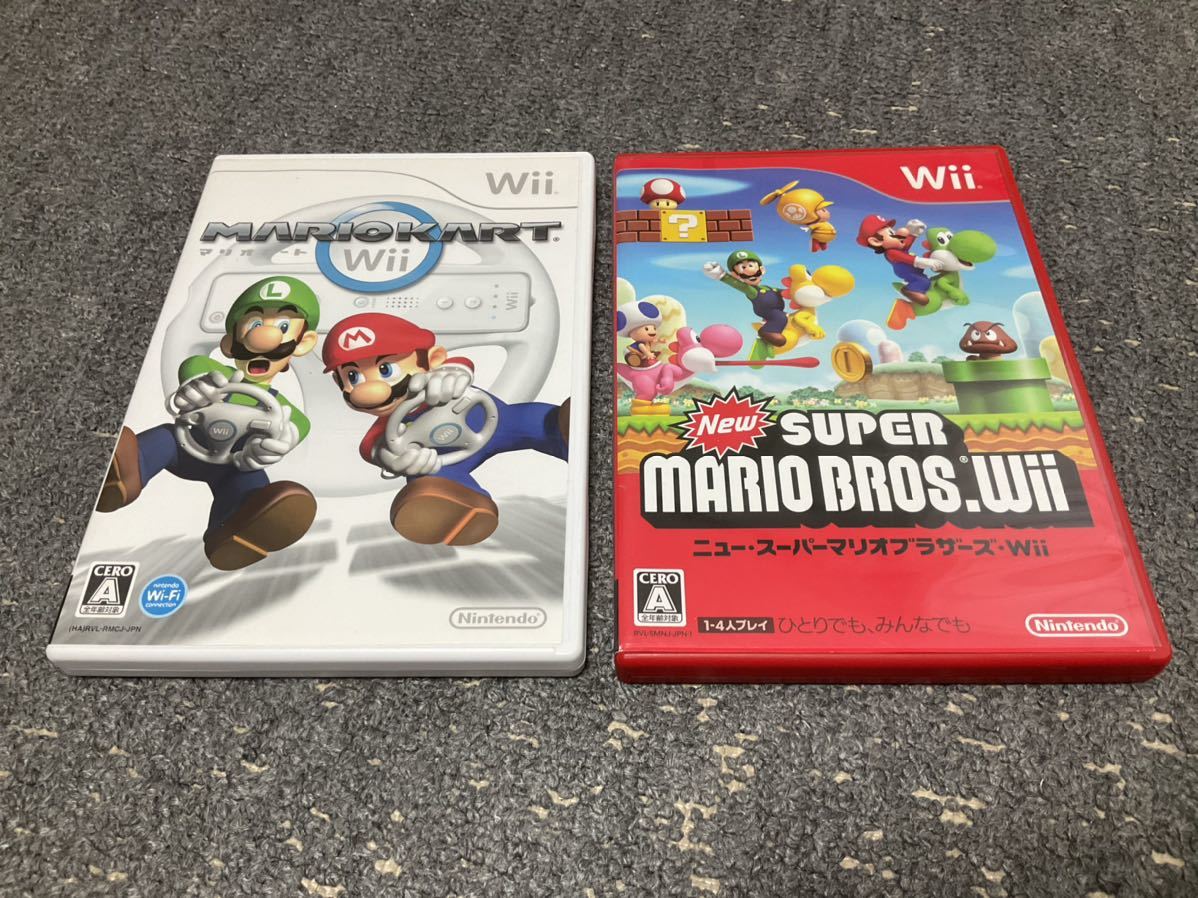 (中古）Wii マリオカートWii ニュースーパーマリオブラザーズWii 2本セット (送料無料）