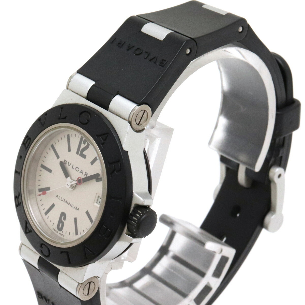 BVLGARI ブルガリ アルミニウム 29MM デイト シルバー文字盤
