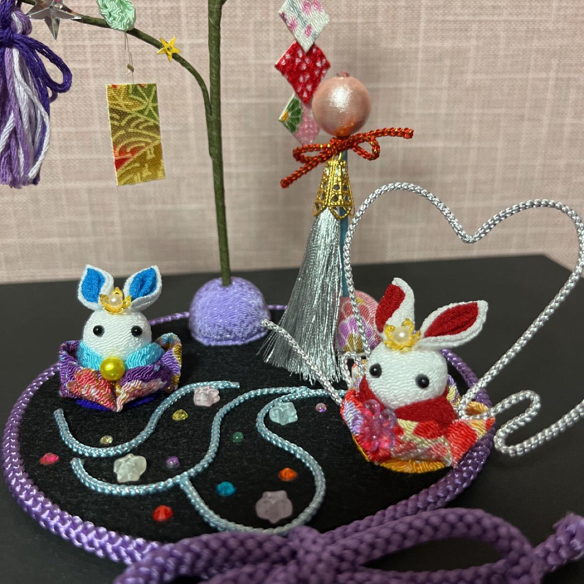 つまみ細工 七夕飾りフルセット 笹飾り 彦星と織姫 天の川で|PayPayフリマ