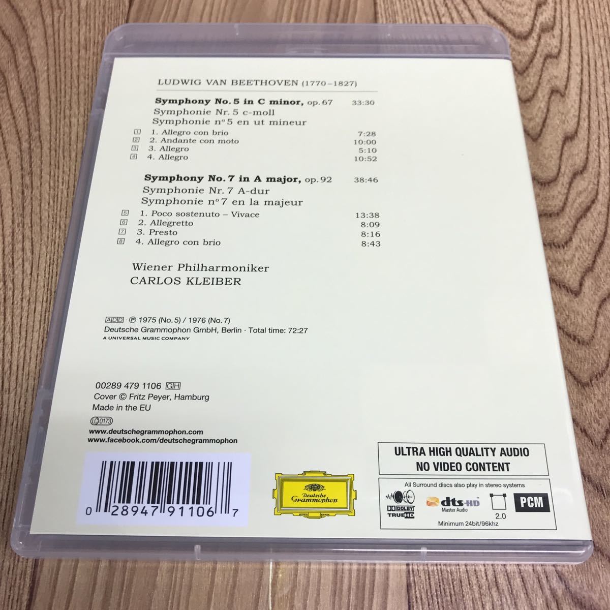 輸入盤 Blu-ray PURE AUDIO「クライバー指揮//ベートーヴェン:交響曲 第5番&第7番」_画像2