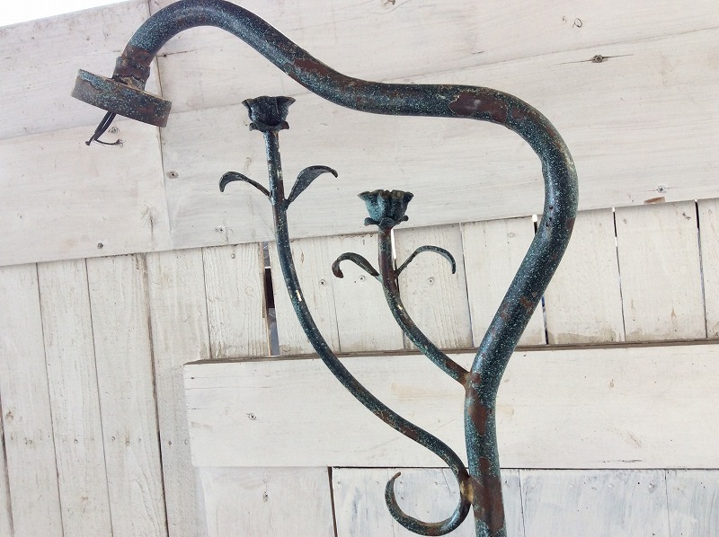 [ antique style / iron car Be / blue copper color. iron made. garden light / garden light ]? lighting light . light 